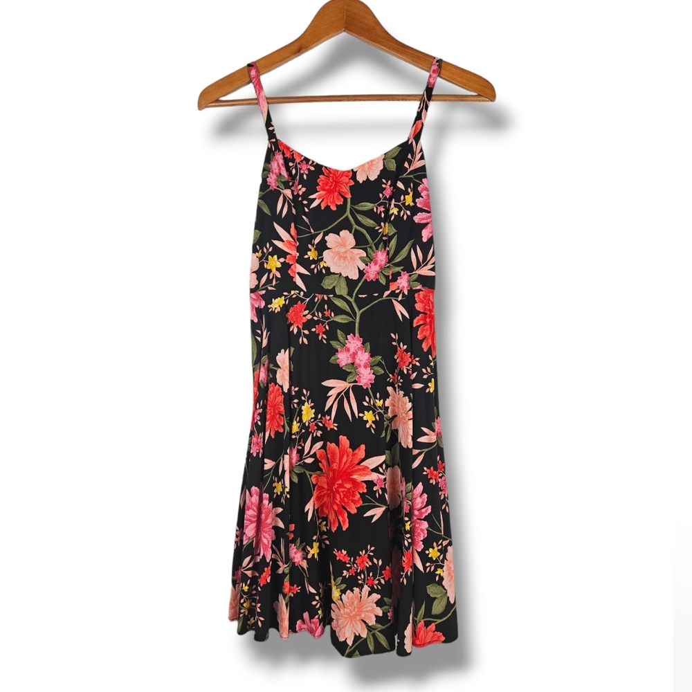 📌3for$10 Old Navy Women's Cami Black Floral Print Mini Dress Size S